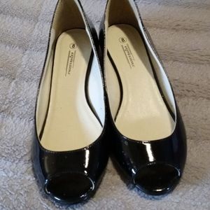 Patent leather open toe heels
